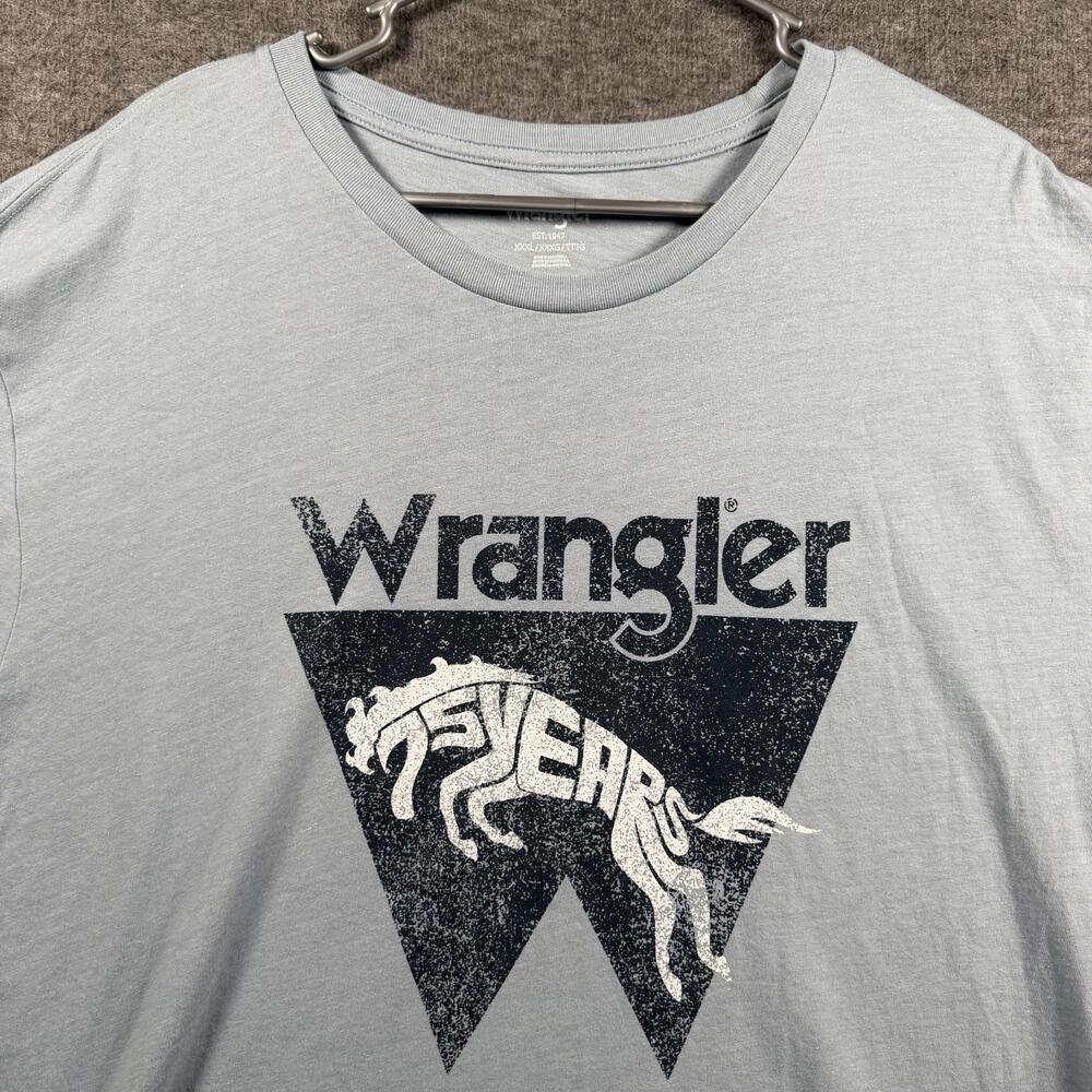 Wrangler Shirt Mens 3XL Blue 75 Years Horse Logo Triangle Western Graphic Tee